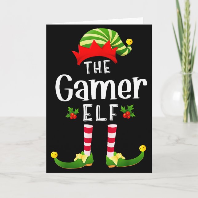 Gamer Christmas Elf Matching Pajama X-mas Party  Card (Front)