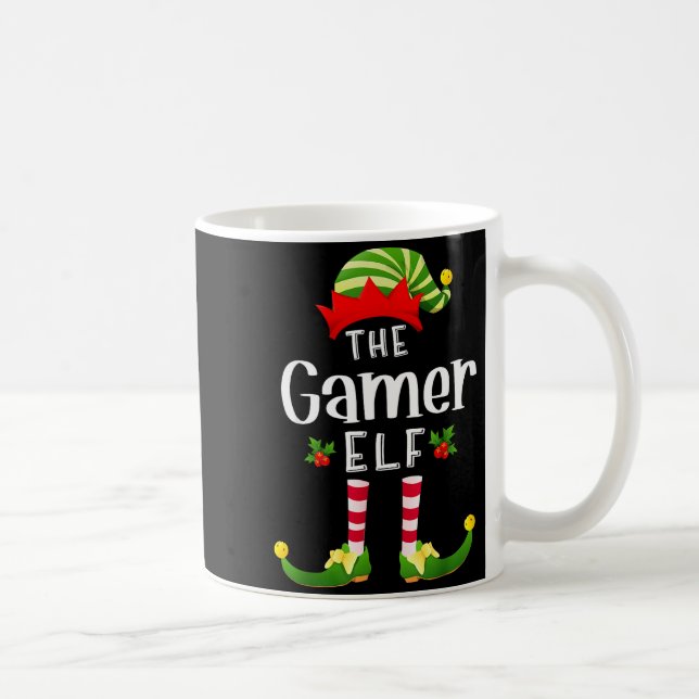 Gamer Christmas Elf Matching Pajama X-mas Party  Coffee Mug (Right)