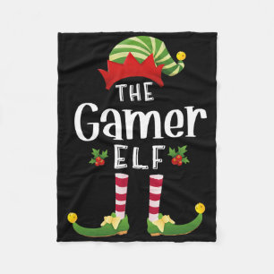 Gamer Christmas Elf Matching Pajama X-mas Party Fleece Blanket