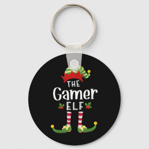 Gamer Christmas Elf Matching Pajama X-mas Party Key Ring