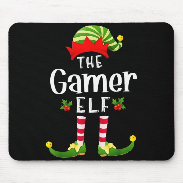 Gamer Christmas Elf Matching Pajama X-mas Party  Mouse Mat (Front)