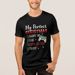 Gamer Christmas Funny Eat Sleep Game Tri-Blend Shirt