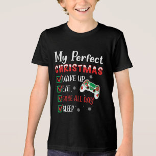 Gamer Christmas Funny Eat Sleep Game Tri-Blend Shirt