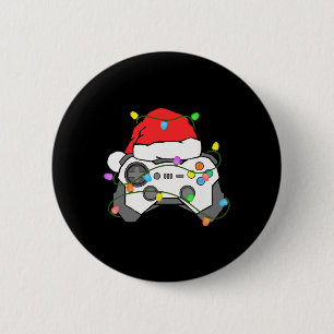 Gamer Christmas Gaming Santa Hat Video Game Contro 6 Cm Round Badge