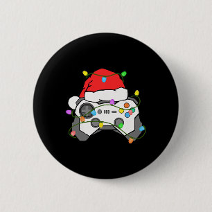 Gamer Christmas Gaming Santa Hat Video Game Contro 6 Cm Round Badge