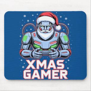 Gamer Christmas Gifts Cyber Santa Robot Xmas Gamer Mouse Mat
