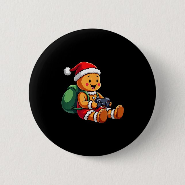 Gamer Christmas Pajamas Kids Boys Christmas Ginger 6 Cm Round Badge (Front)