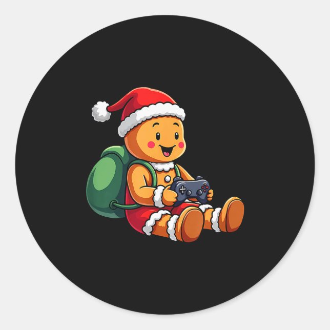 Gamer Christmas Pajamas Kids Boys Christmas Ginger Classic Round Sticker (Front)