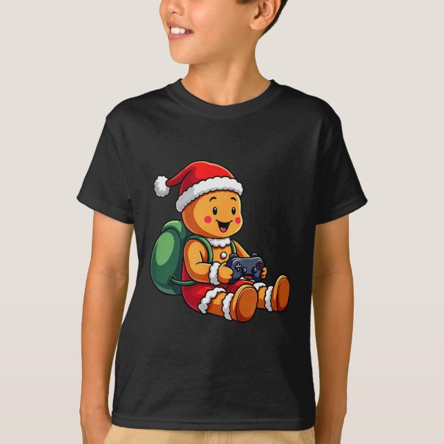 Gamer Christmas Pajamas Kids Boys Christmas Ginger T-Shirt (Front)