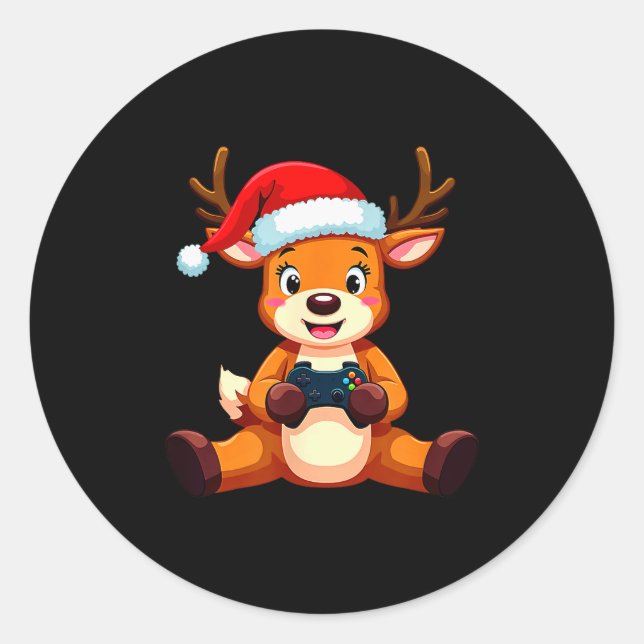 Gamer Christmas Pajamas Kids Boys Youth Christmas  Classic Round Sticker (Front)