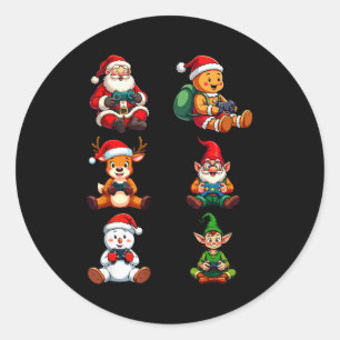 Gamer Christmas Pajamas Kids Boys Youth Teen Chris Classic Round Sticker