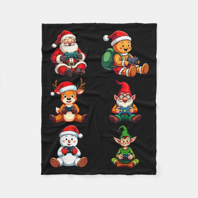 Gamer Christmas Pajamas Kids Boys Youth Teen Chris Fleece Blanket (Front)