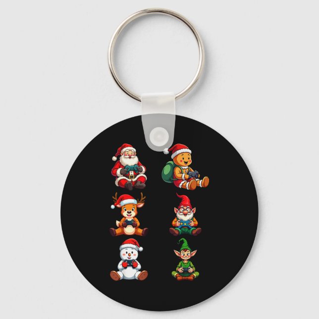 Gamer Christmas Pajamas Kids Boys Youth Teen Chris Key Ring (Front)