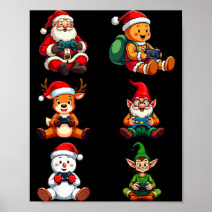 Gamer Christmas Pajamas Kids Boys Youth Teen Chris Poster