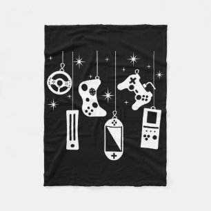 Gamer Christmas Video Game Controller Xmas Gaming Fleece Blanket