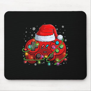 Gamer Christmas Video Game Santa Hat Lights Gaming Mouse Mat