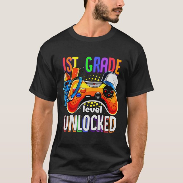 Gamer Ck To School Gamepad 1st First Grade Level U T-Shirt (Front)