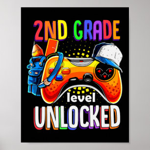 Gamer Ck To School Gamepad 2nd Second Grade Level Poster