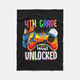 Gamer Ck To School Gamepad 4th Fourth Grade Level Fleece Blanket