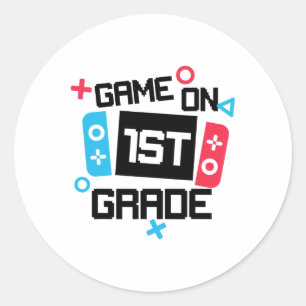 Gamer Ck To School Shirt Boy Game On 1st Grade Fir Classic Round Sticker