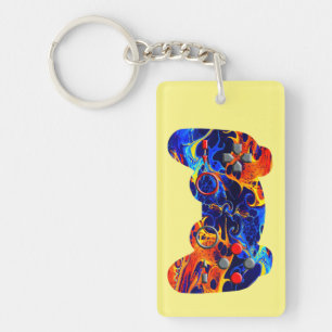 GAMER COLORFUL NEON ABSTRACT PAINT  KEY RING