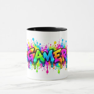 Gamer Colourful Graffiti Gaming Rainbow Mug