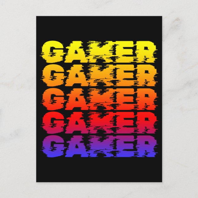 Gamer Colourful Typography Gaming Postcard (Front)