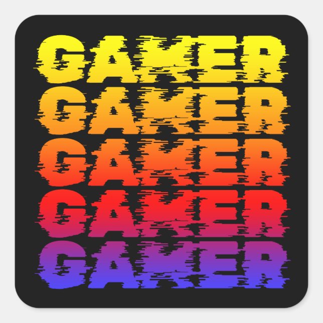 Gamer Colourful Typography Gaming Square Sticker (Front)
