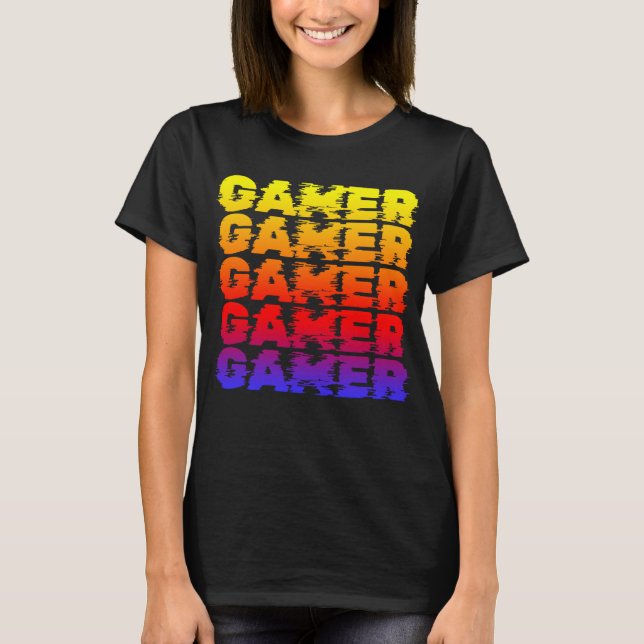 Gamer Colourful Typography Gaming T-Shirt (Front)