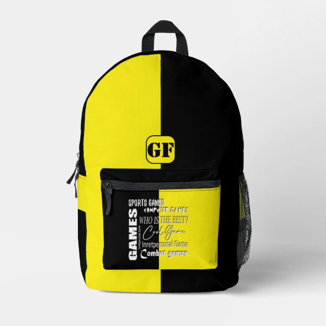 Gamer computer game printed backpack (Front)