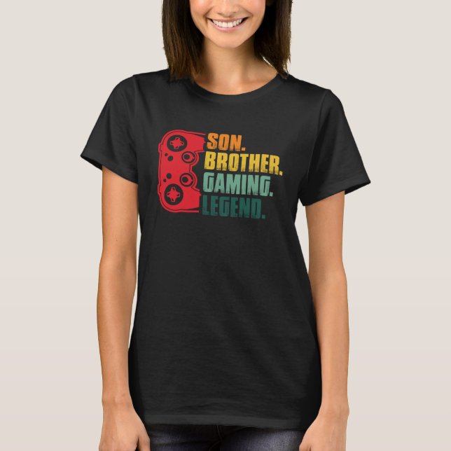 Gamer  Controller Gaming Son Brother Playing Sarca T-Shirt (Front)