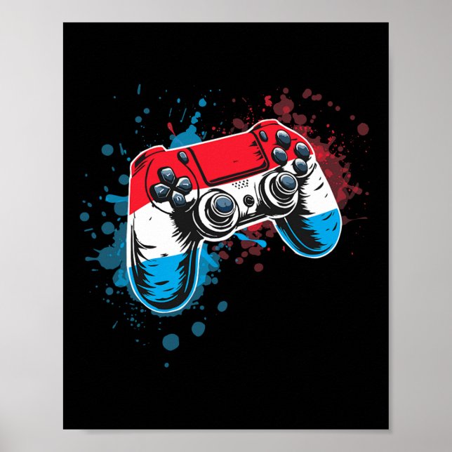 Gamer Controller With Luxembourg Flag  Poster (Front)