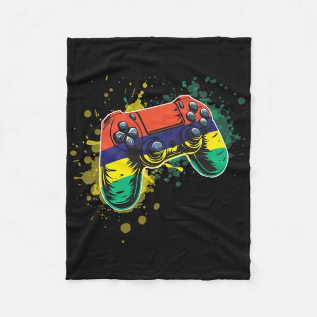 Gamer Controller With Mauritius Flag  Fleece Blanket (Front)