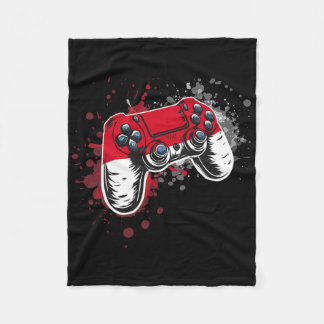 Gamer Controller With Monaco Flag  Fleece Blanket