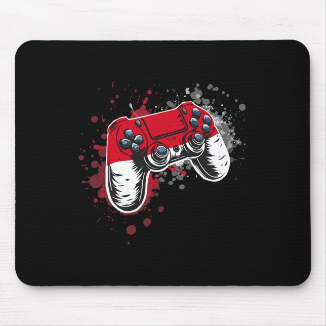 Gamer Controller With Monaco Flag  Mouse Mat (Front)