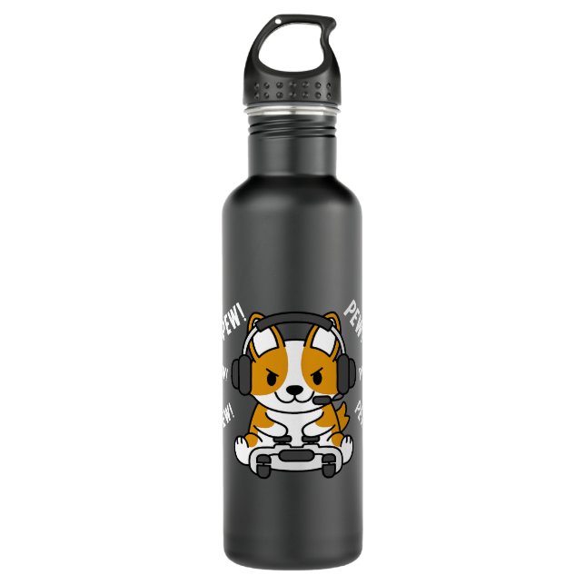 Gamer Corgi Gaming Dog 44 710 Ml Water Bottle (Front)