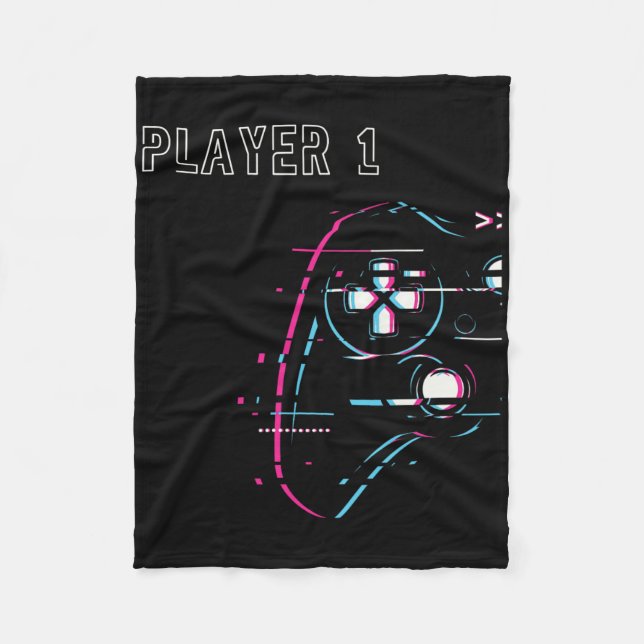 Gamer Couple - Player 1 Player 2 - Gamer Team 1  Fleece Blanket (Front)