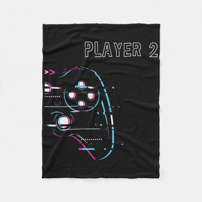 Gamer Couple - Player 1 Player 2 - Gamer Team  Fleece Blanket (Front)