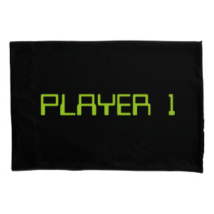 Gamer Couple.  Player 1 Player 2 Pillowcase