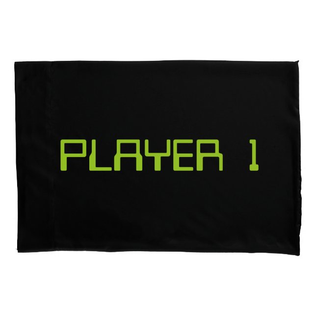 Gamer Couple.  Player 1 Player 2 Pillowcase (Front-Left)