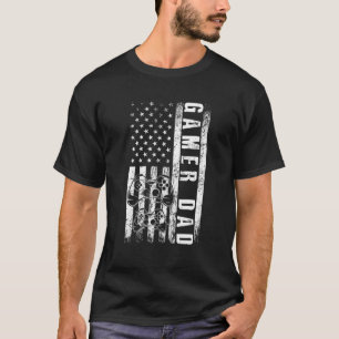 Gamer DAD American Flag Funny Video Gaming Father' T-Shirt