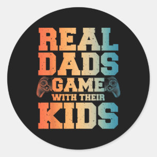 Gamer Dad Art For Gaming Dad Daddy Men Game Lover Classic Round Sticker