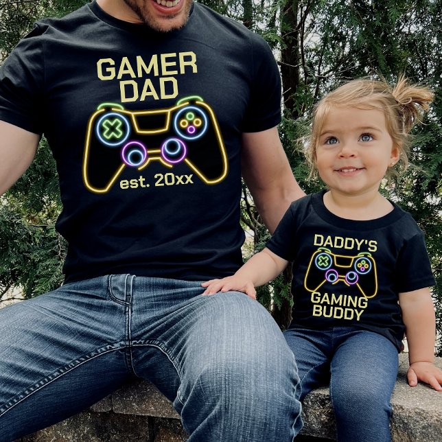 Gamer Dad Est Date Gaming Father Child Matching T-Shirt (Creator Uploaded)