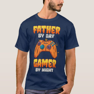 Gamer Dad Father By Day Gamer By Night Funny Gamin T-Shirt