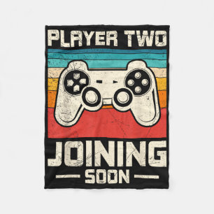 Gamer Dad Player Two Joining Soon Funny Soon-to-be Fleece Blanket