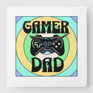 Gamer Dad Square Wall Clock