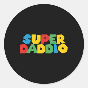 Gamer Daddio Super Dad From Classic Round Sticker