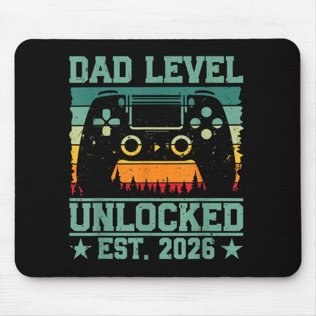 Gamer Daddy Dad Level Unlocked Est 2026 Funny Soon Mouse Mat (Front)