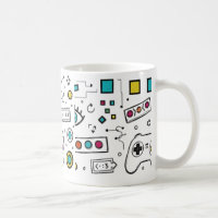 Gamer Doodle Art Cool Tech  Gaming Pattern 