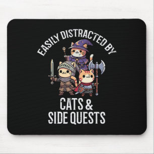 Gamer Easily Distracted By Cats Side Quests Men Bo Mouse Mat